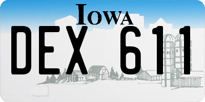 IA license plate DEX611