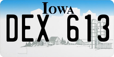IA license plate DEX613