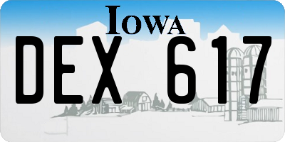 IA license plate DEX617