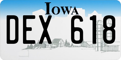 IA license plate DEX618