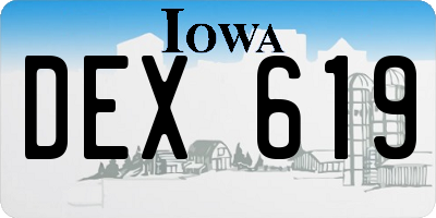 IA license plate DEX619