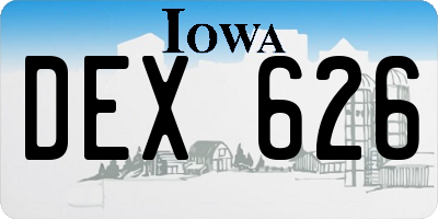 IA license plate DEX626