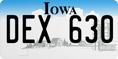 IA license plate DEX630