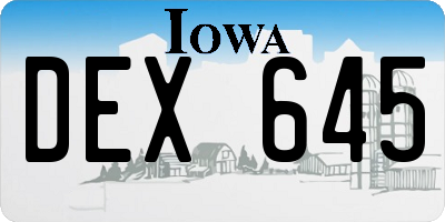 IA license plate DEX645