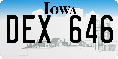 IA license plate DEX646
