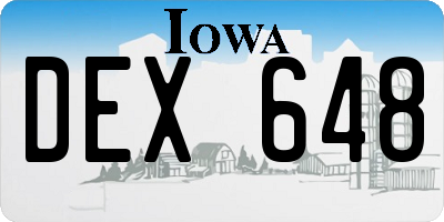 IA license plate DEX648
