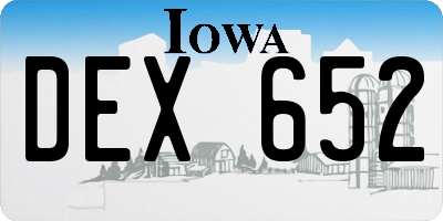 IA license plate DEX652