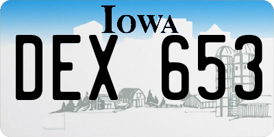 IA license plate DEX653