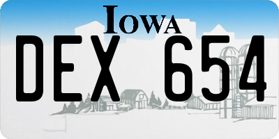 IA license plate DEX654