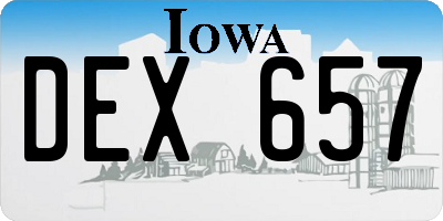 IA license plate DEX657
