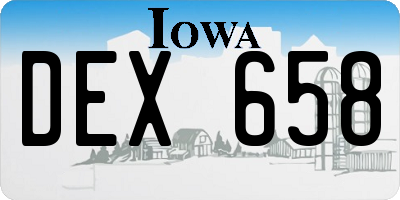 IA license plate DEX658