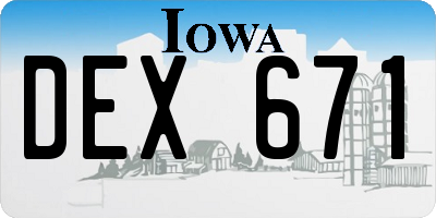 IA license plate DEX671