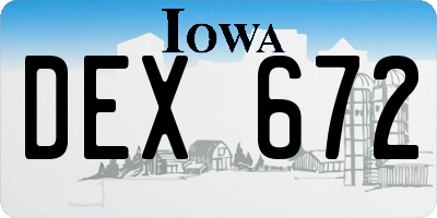 IA license plate DEX672