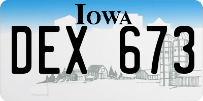 IA license plate DEX673