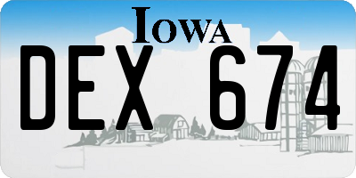 IA license plate DEX674