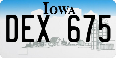 IA license plate DEX675