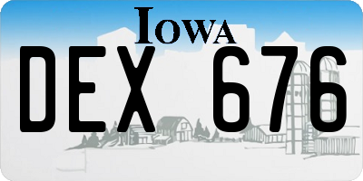 IA license plate DEX676