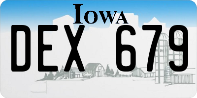 IA license plate DEX679