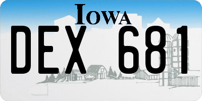 IA license plate DEX681
