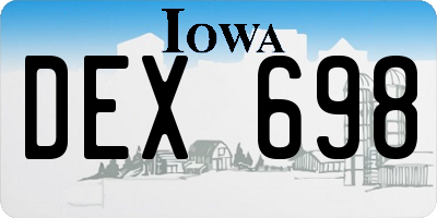 IA license plate DEX698