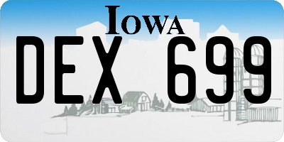 IA license plate DEX699