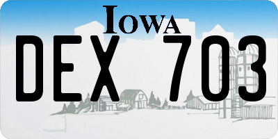 IA license plate DEX703