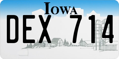 IA license plate DEX714
