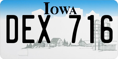 IA license plate DEX716