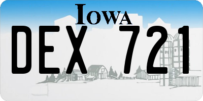 IA license plate DEX721