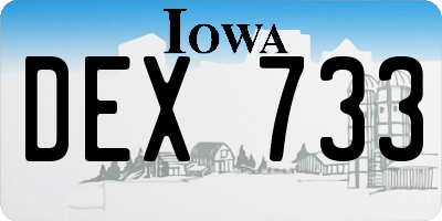 IA license plate DEX733
