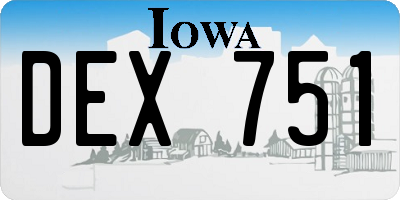 IA license plate DEX751