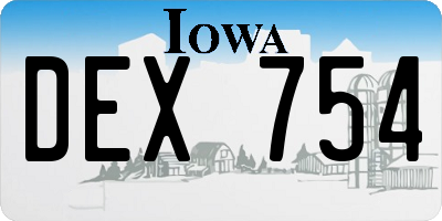 IA license plate DEX754
