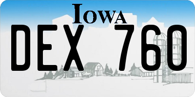 IA license plate DEX760