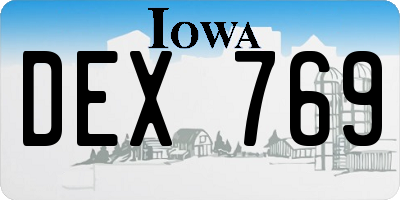 IA license plate DEX769
