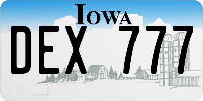 IA license plate DEX777