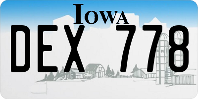 IA license plate DEX778