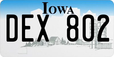 IA license plate DEX802