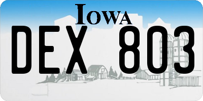 IA license plate DEX803