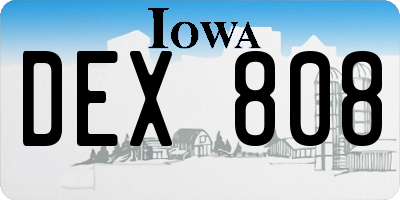 IA license plate DEX808