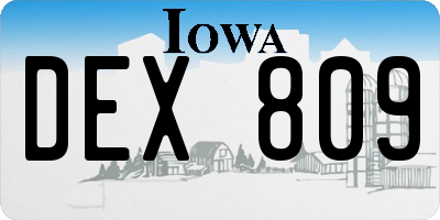 IA license plate DEX809