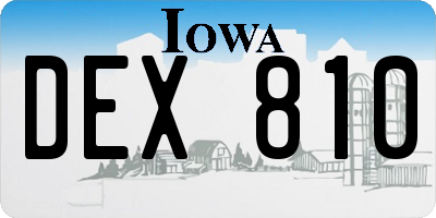 IA license plate DEX810
