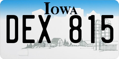 IA license plate DEX815