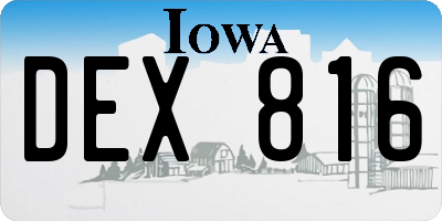 IA license plate DEX816