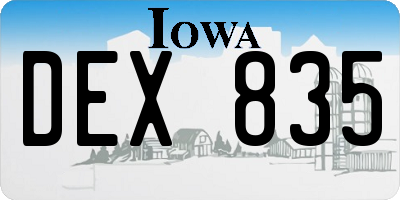 IA license plate DEX835