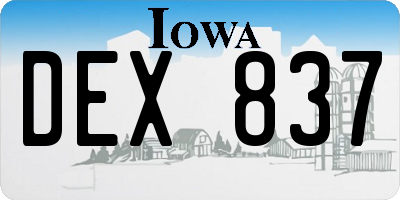 IA license plate DEX837