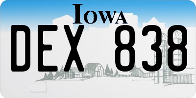 IA license plate DEX838