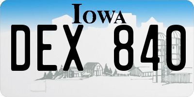IA license plate DEX840
