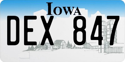 IA license plate DEX847