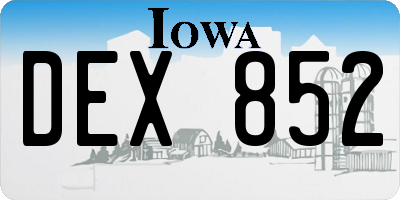 IA license plate DEX852