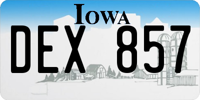 IA license plate DEX857